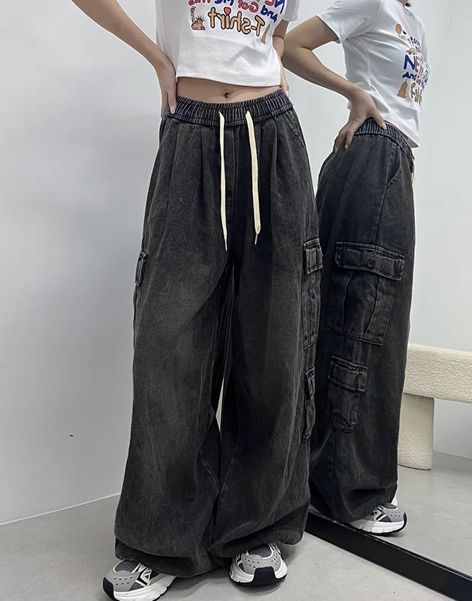 Black Wide Leg Cargo Pants