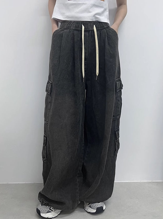 Black Wide Leg Cargo Pants