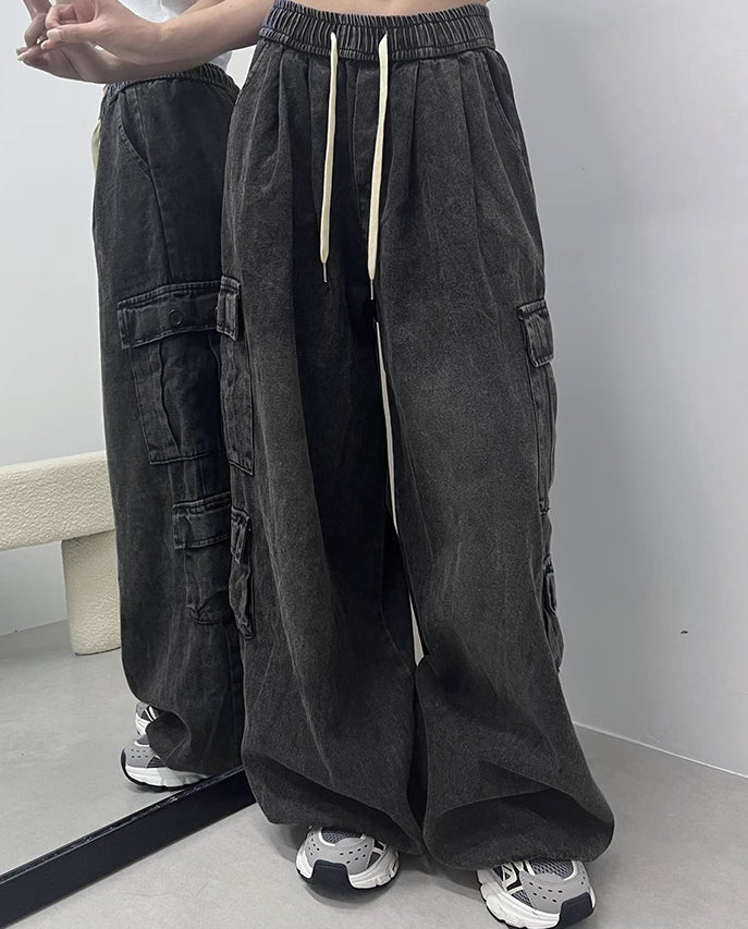 Black Wide Leg Cargo Pants