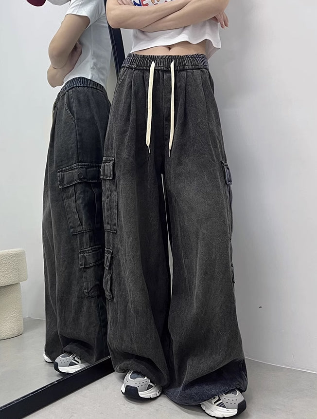Black Wide Leg Cargo Pants
