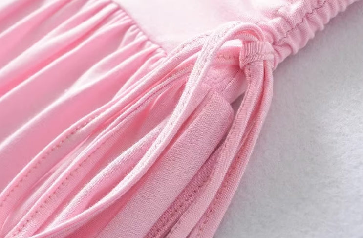 Pink Pleated Drapes Mini Skirt