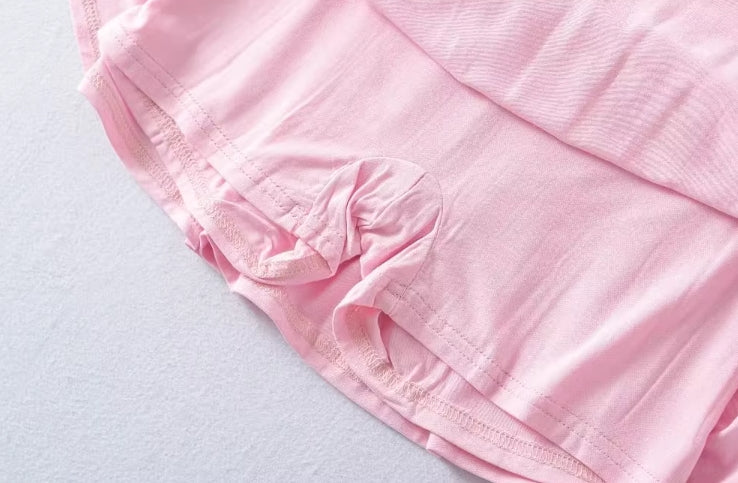 Pink Pleated Drapes Mini Skirt