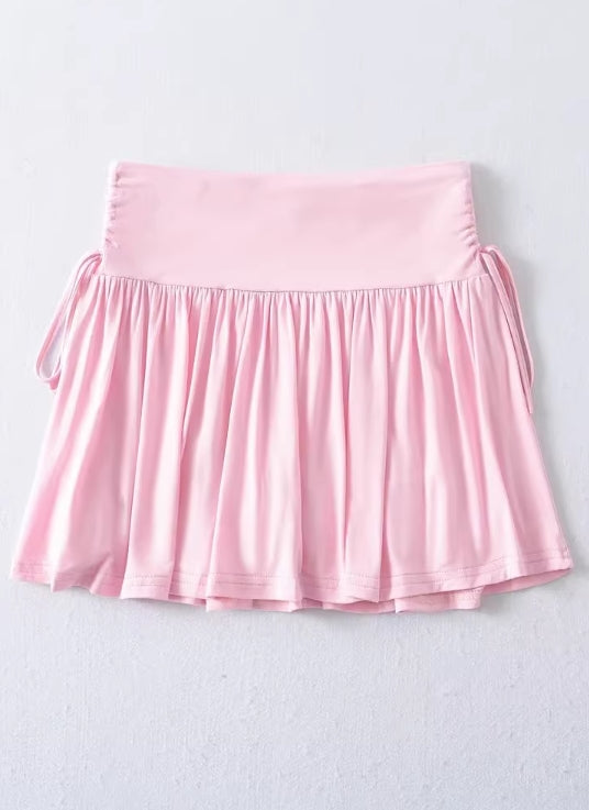 Pink Pleated Drapes Mini Skirt