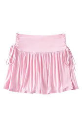 Pink Pleated Drapes Mini Skirt