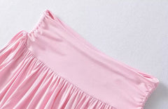 Pink Pleated Drapes Mini Skirt