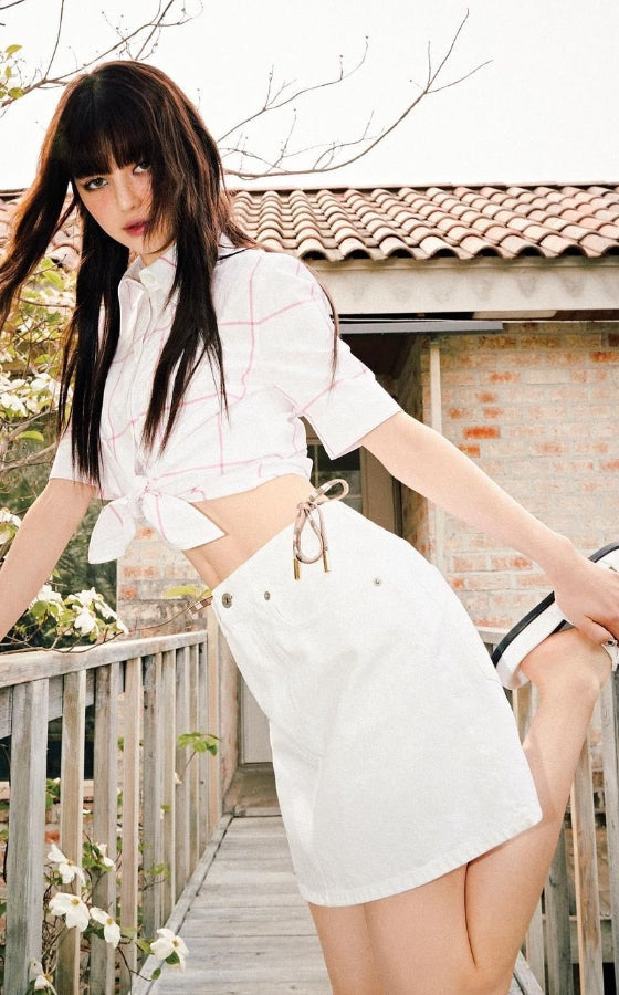White Denim Mini Skirt