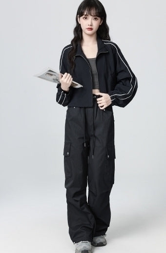 Dark Blue Casual Workwear Jacket Short Cardigan