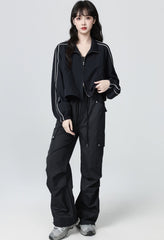 Dark Blue Casual Workwear Jacket Short Cardigan