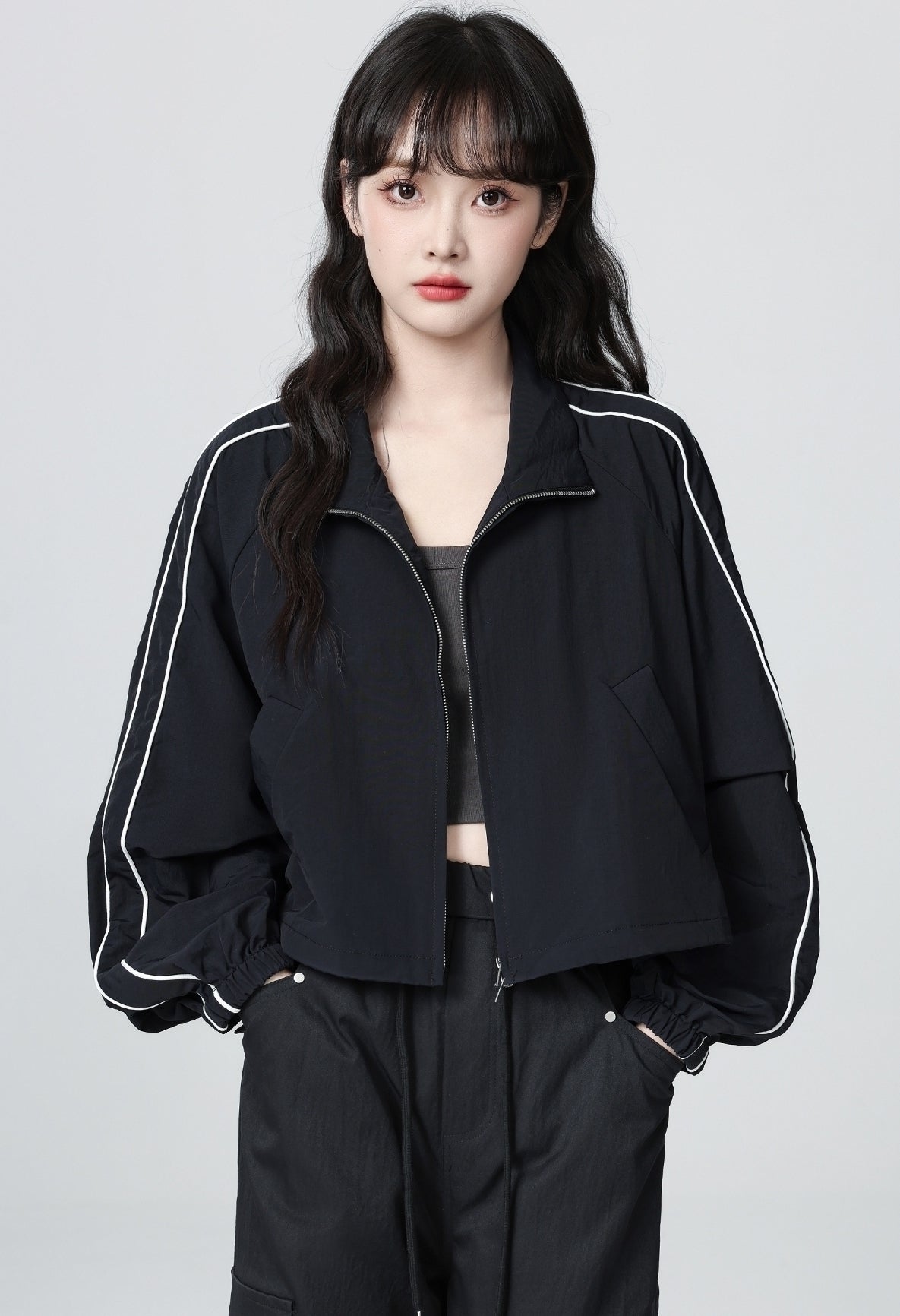 Dark Blue Casual Workwear Jacket Short Cardigan