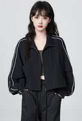 Dark Blue Casual Workwear Jacket Short Cardigan