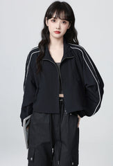 Dark Blue Casual Workwear Jacket Short Cardigan