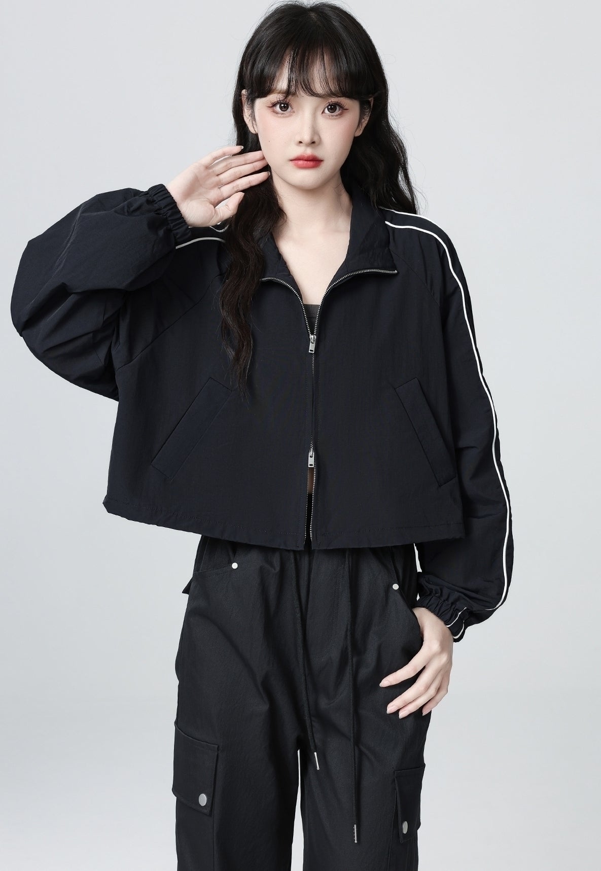 Dark Blue Casual Workwear Jacket Short Cardigan
