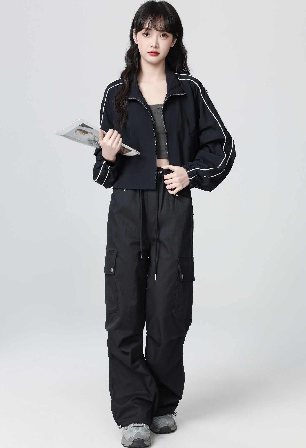 Dark Blue Casual Workwear Jacket Short Cardigan