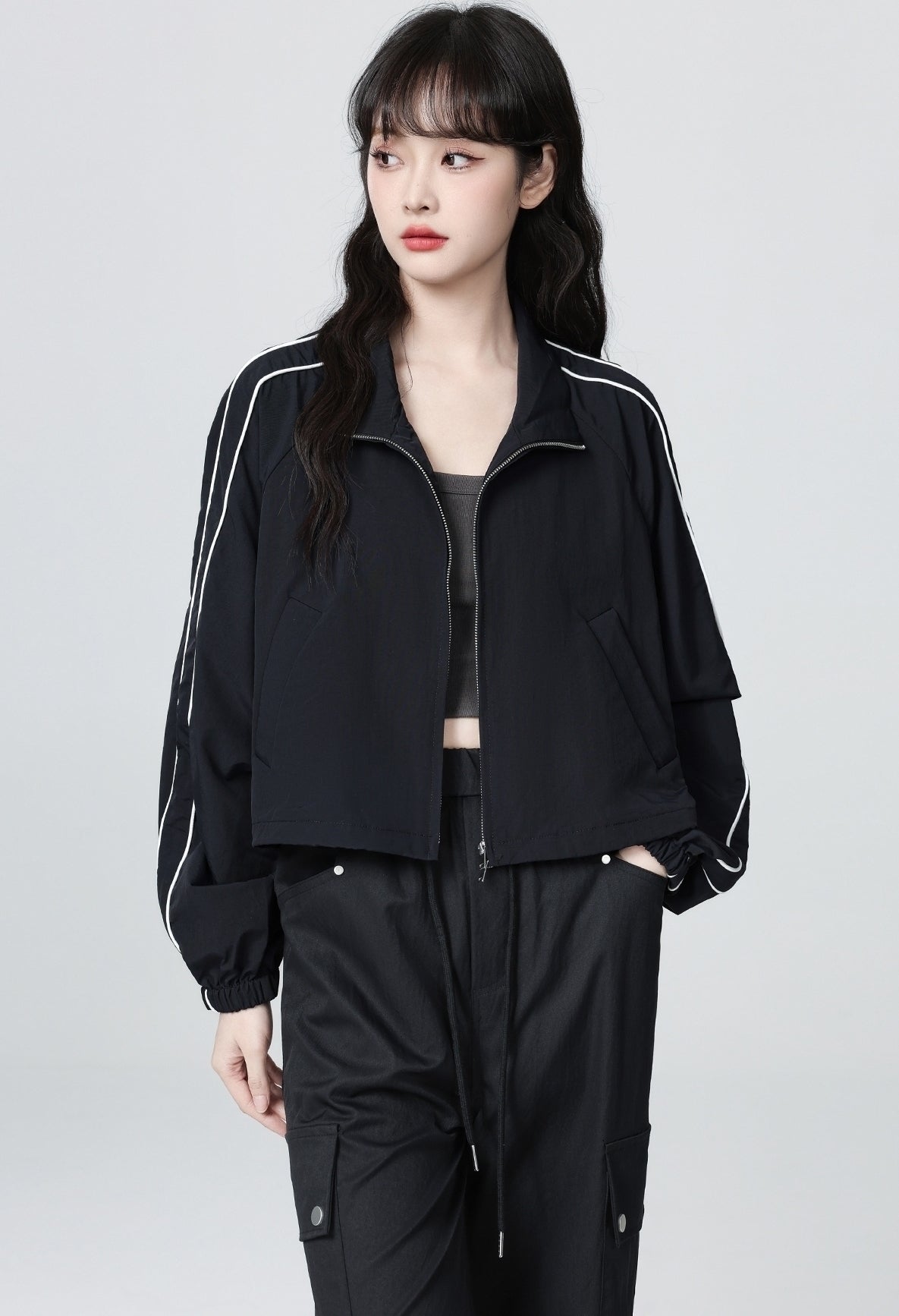 Dark Blue Casual Workwear Jacket Short Cardigan