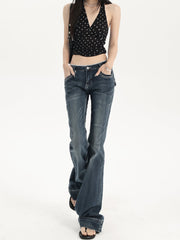 Dark Blue Low Rise Flare Jeans