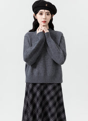 Dark Gray Mock Neck Knit Sweater Top