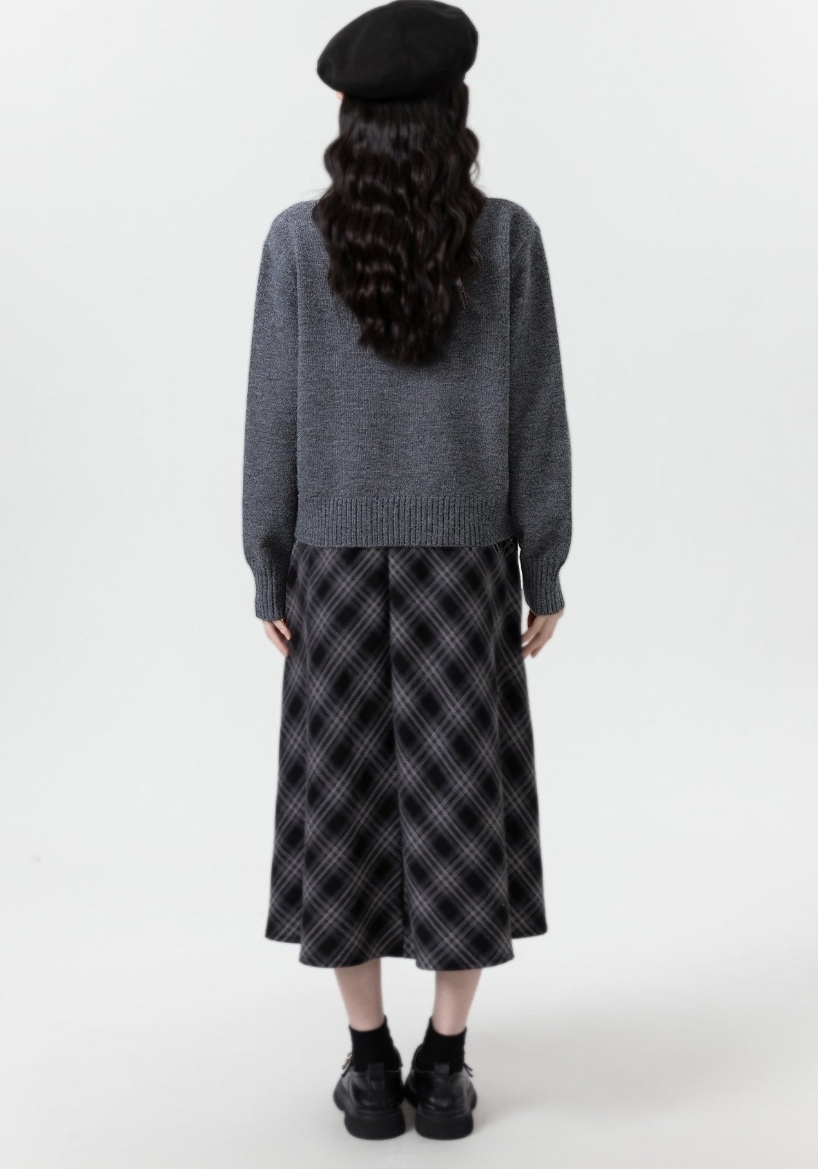 Dark Gray Mock Neck Knit Sweater Top