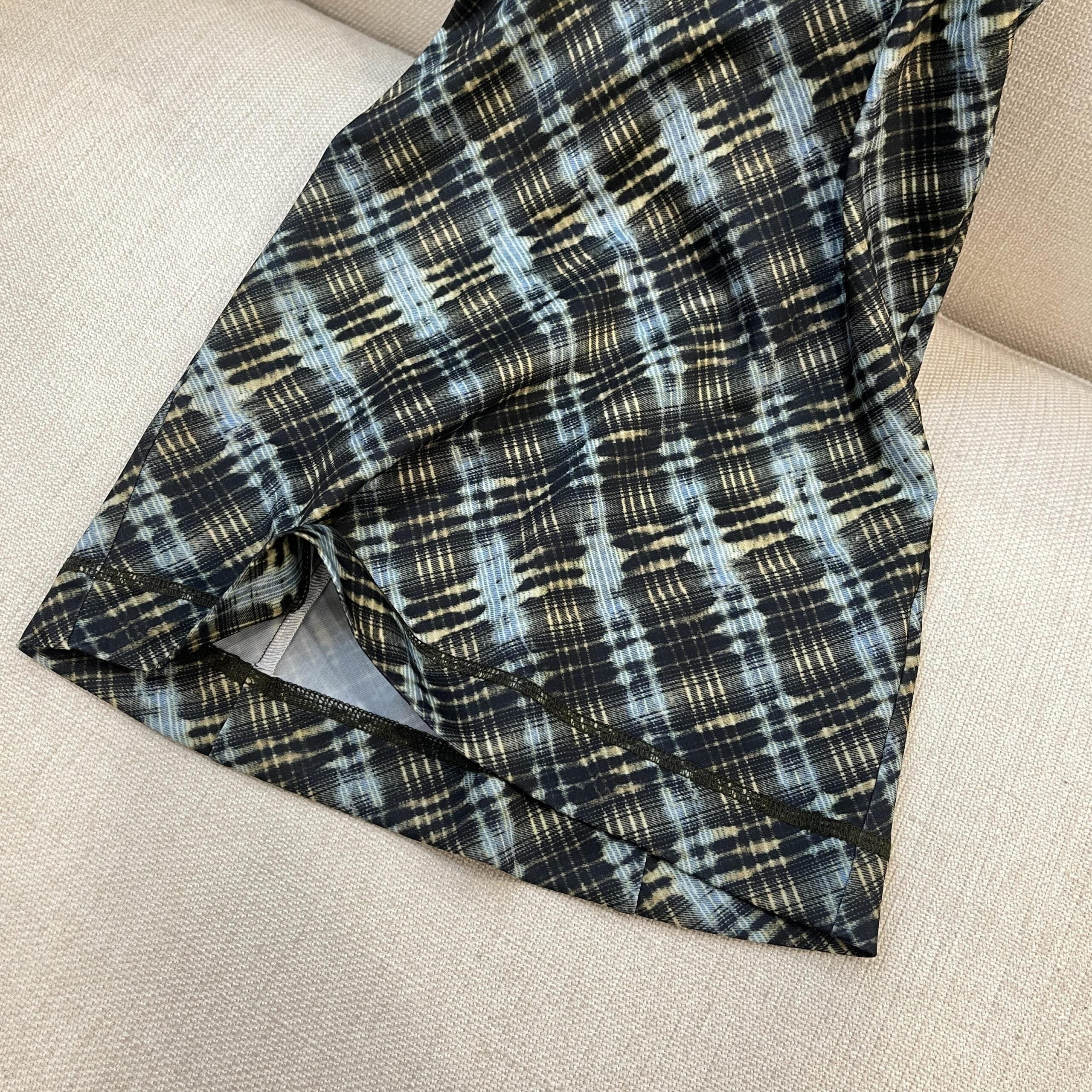 Dark Green Plaid Ruched Dress