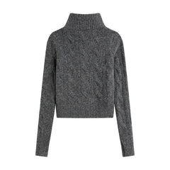 Dark Grey Zip-Up Knit Cardigan