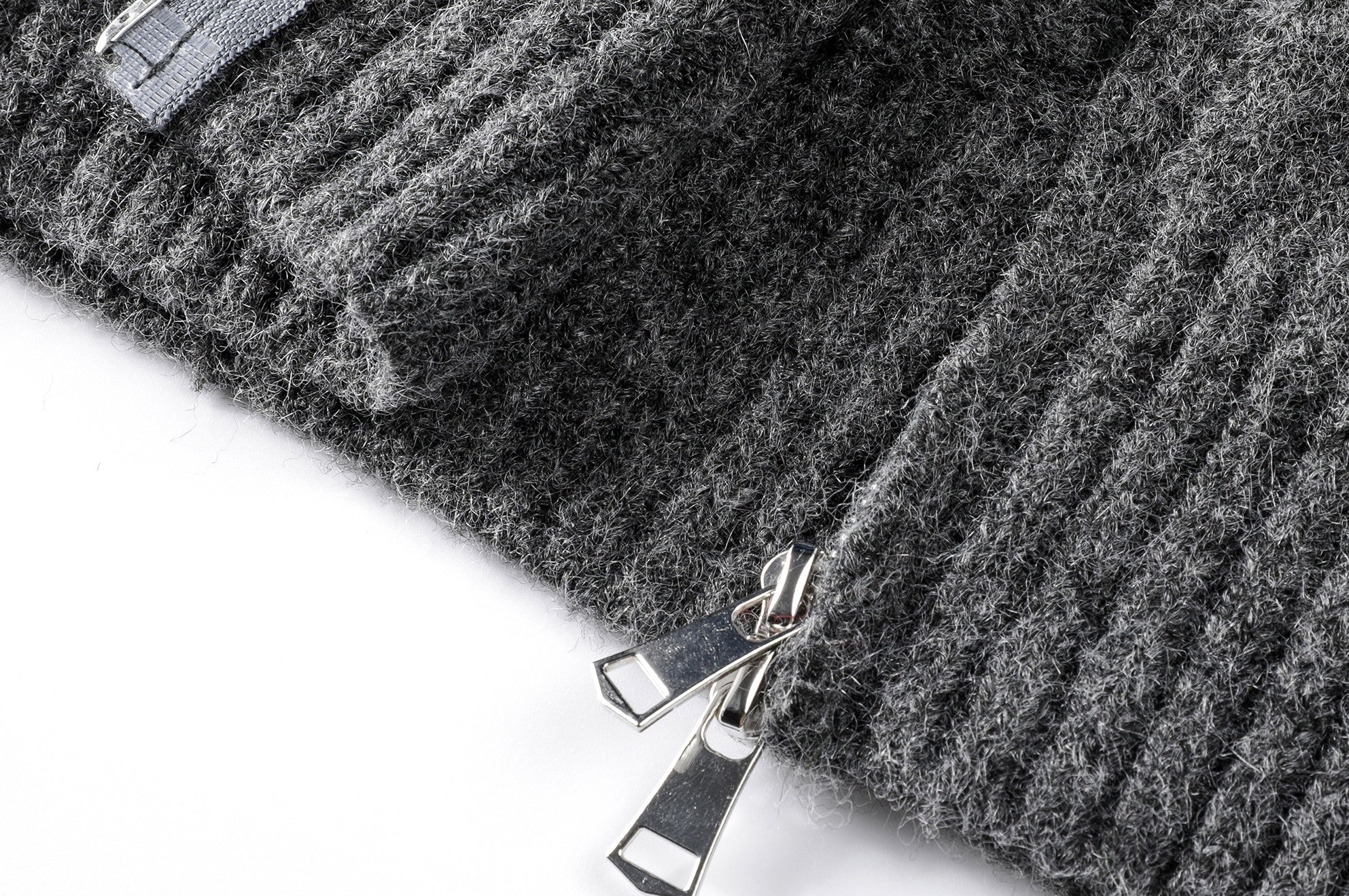 Dark Grey Zip-Up Knit Cardigan