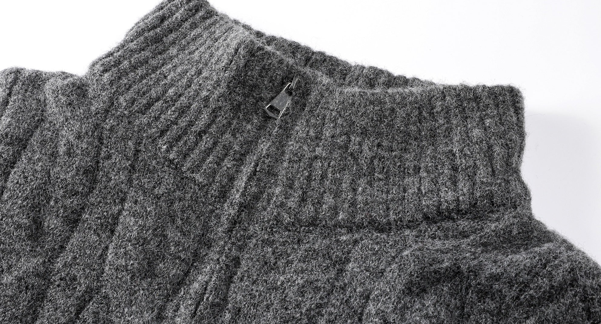 Dark Grey Zip-Up Knit Cardigan