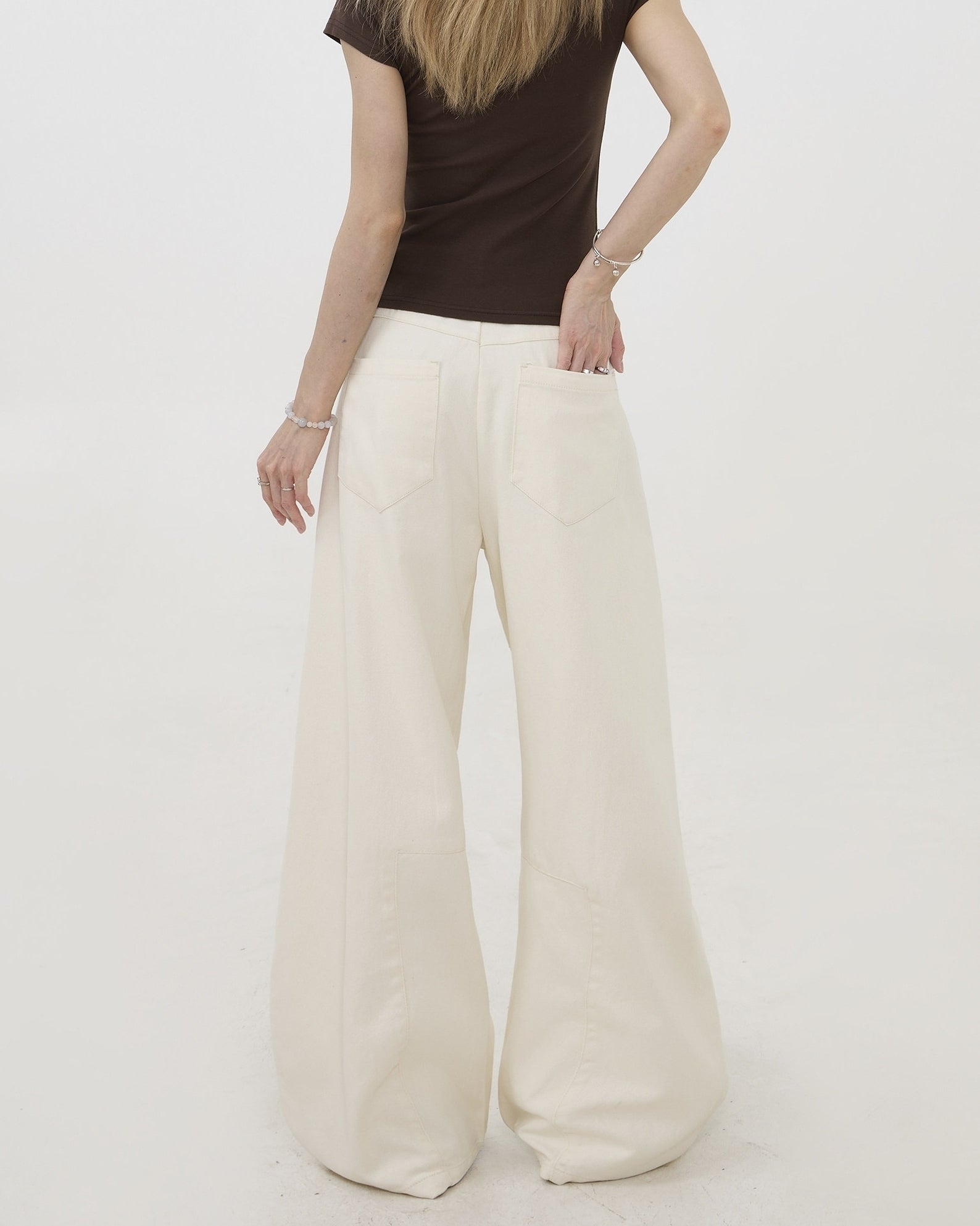 Deconstructed Wide Leg Jeans With Leopard Tie Detail