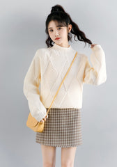 Diamond Knit High Neck Sweater