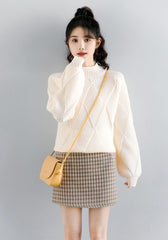 Diamond Knit High Neck Sweater