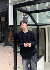 Distressed Crewneck Long Sleeve Relaxed Casual Sweater