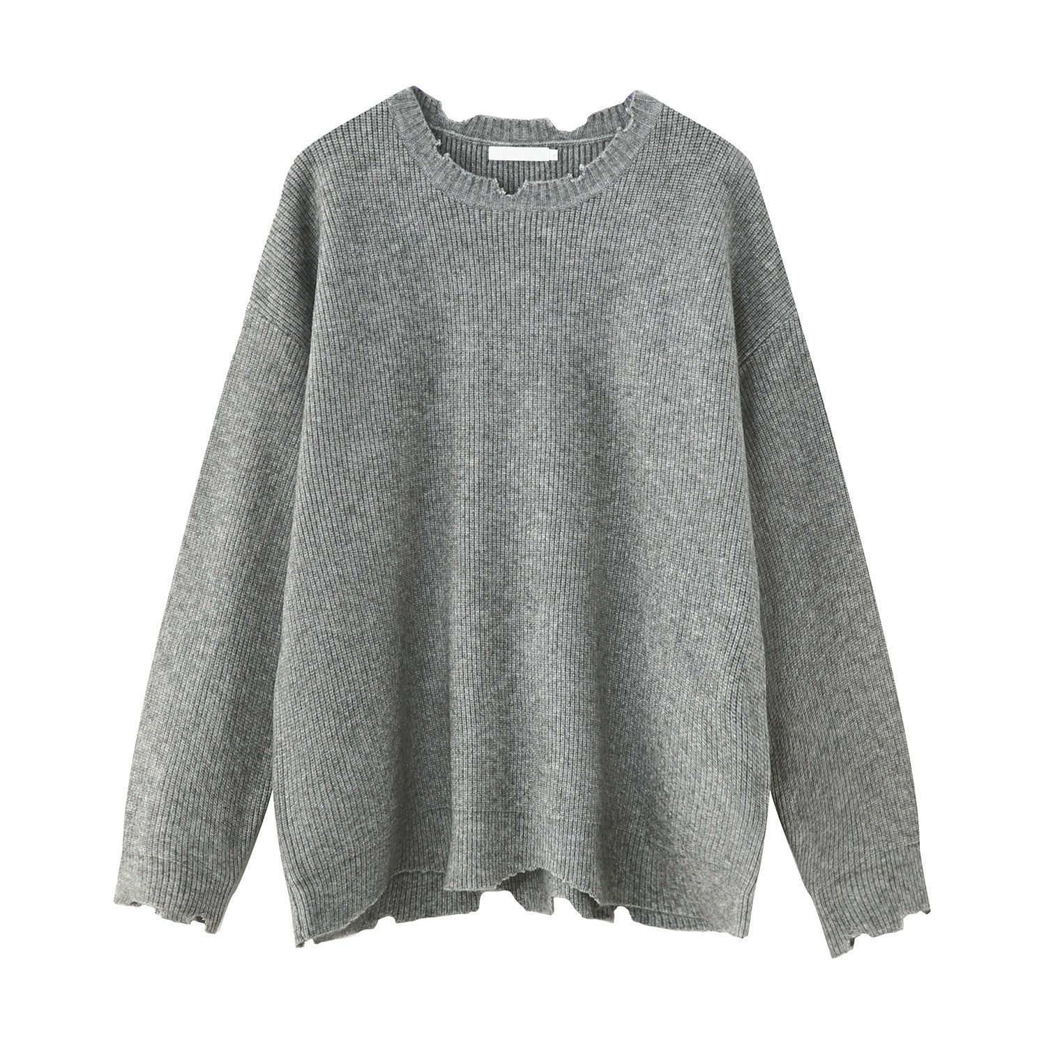 Distressed Crewneck Long Sleeve Relaxed Casual Sweater