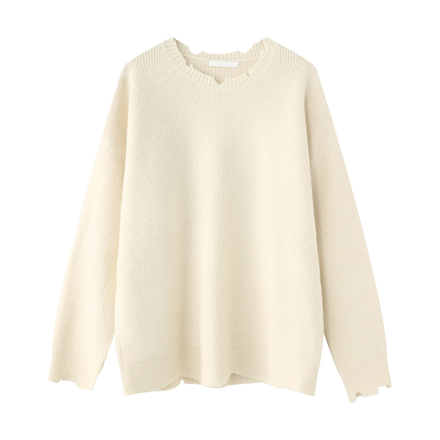 Distressed Crewneck Long Sleeve Relaxed Casual Sweater