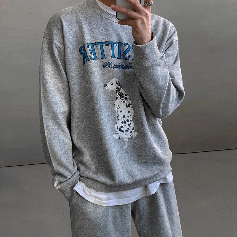 Dog Print Casual Pullover Sweater