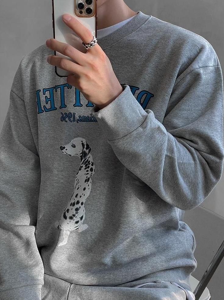 Dog Print Casual Pullover Sweater