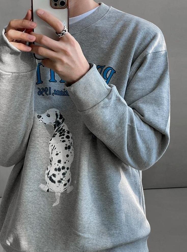 Dog Print Casual Pullover Sweater