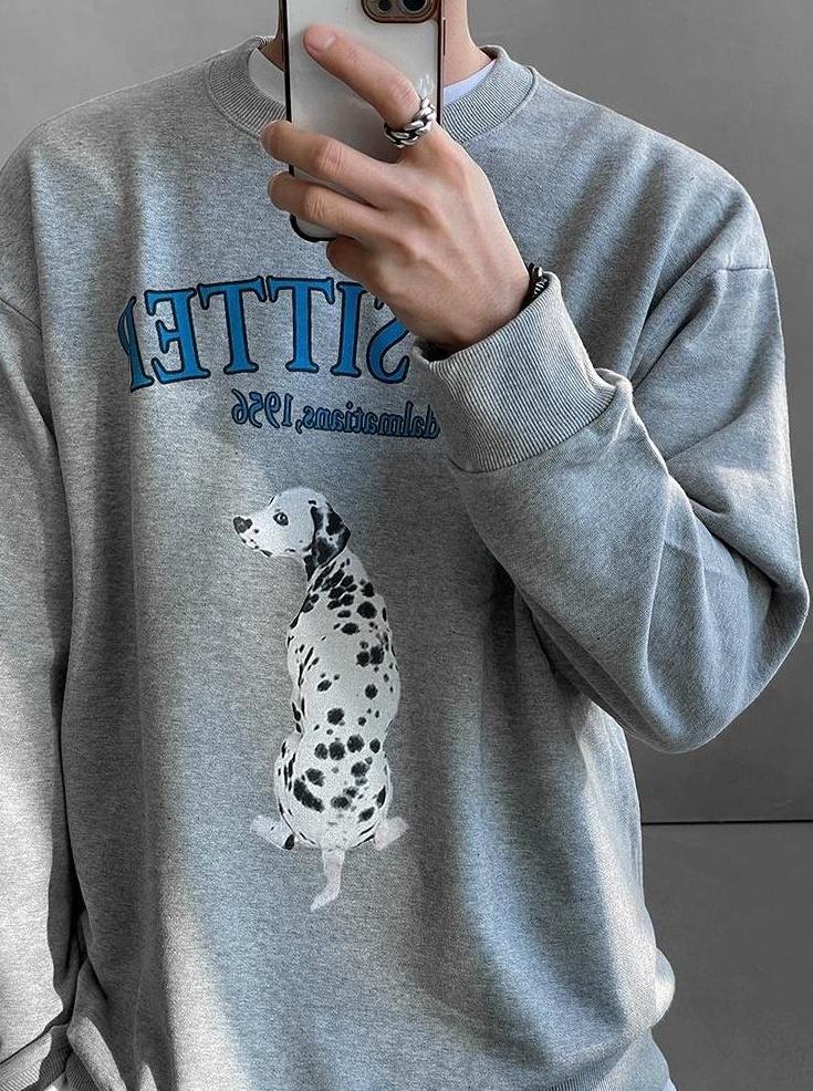 Dog Print Casual Pullover Sweater