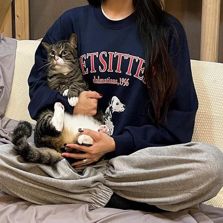 Dog Print Casual Pullover Sweater