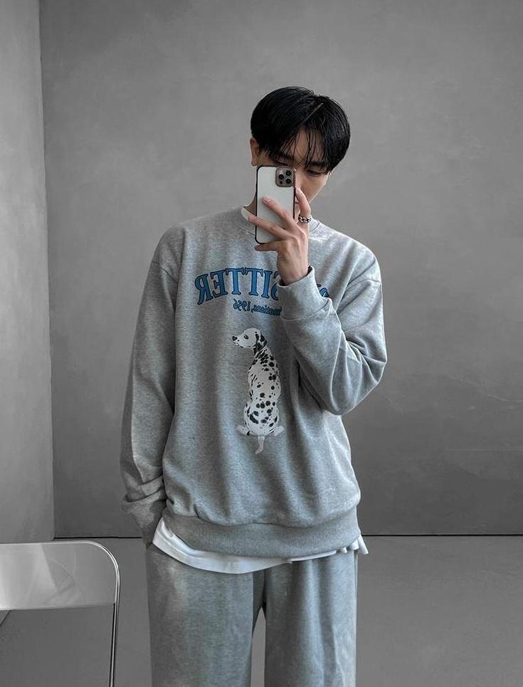 Dog Print Casual Pullover Sweater
