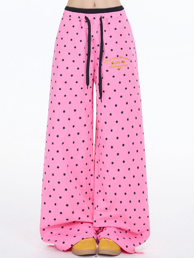 Dopamine Star Print Wide Leg Pants