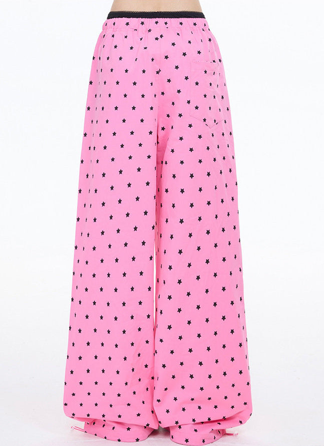 Dopamine Star Print Wide Leg Pants