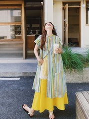 Dopamine Vacation Striped Shirt Skirt Set