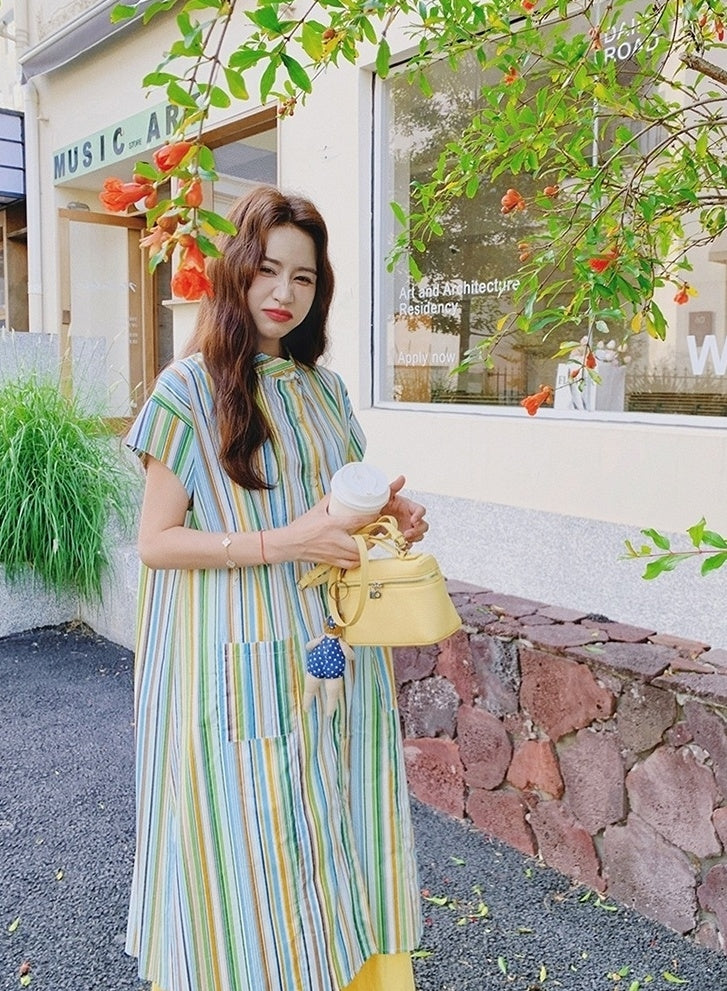 Dopamine Vacation Striped Shirt Skirt Set