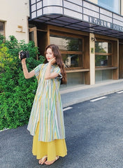 Dopamine Vacation Striped Shirt Skirt Set