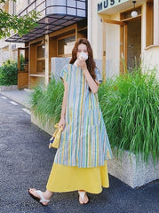 Dopamine Vacation Striped Shirt Skirt Set