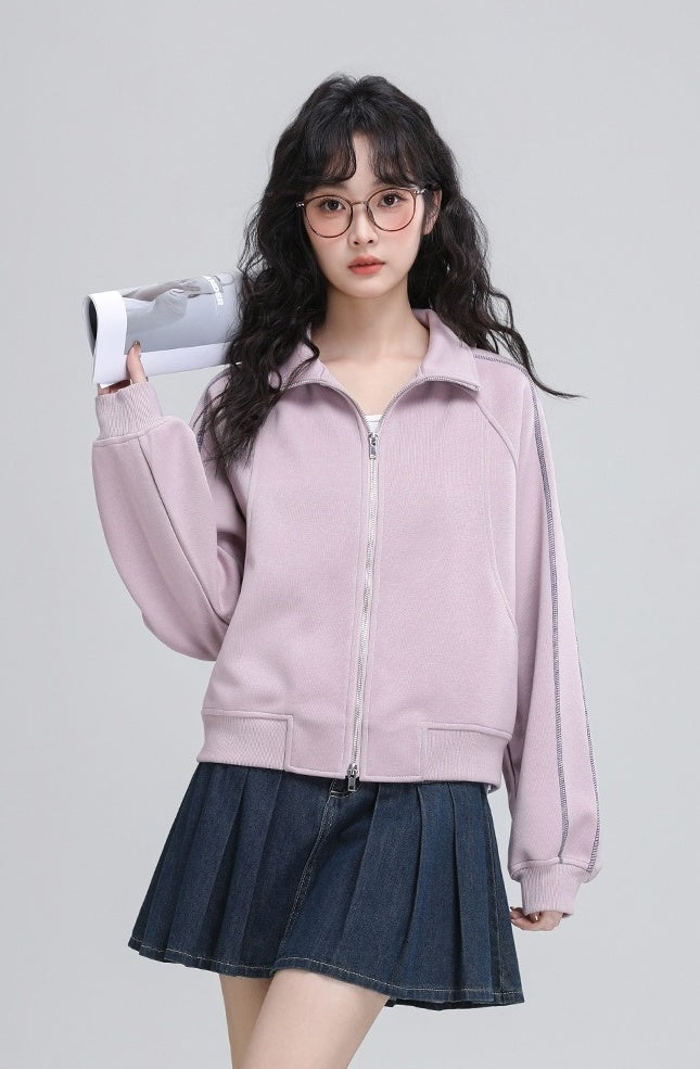 Double Zipper Stand Collar Jacket