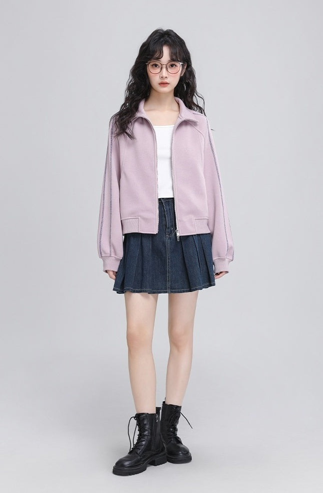Double Zipper Stand Collar Jacket