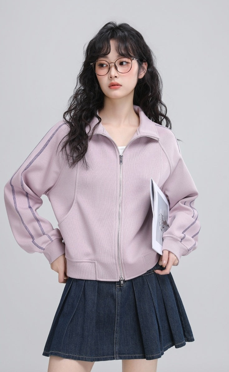 Double Zipper Stand Collar Jacket