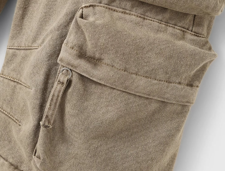 Brown Multi-Pocket Cargo Jeans