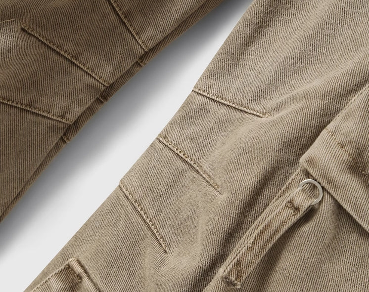 Brown Multi-Pocket Cargo Jeans