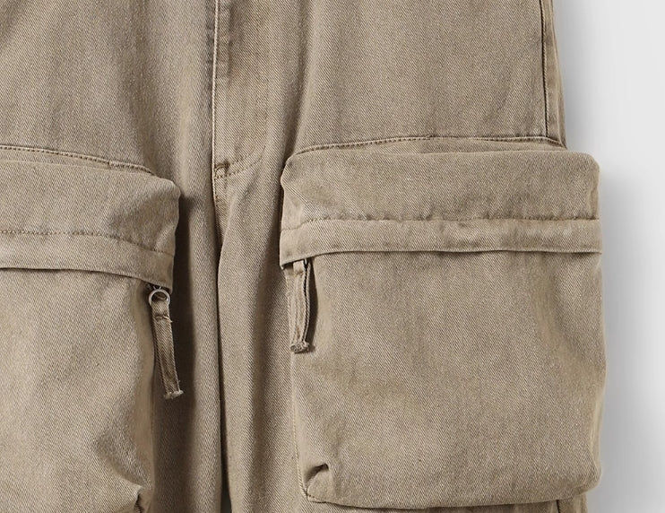 Brown Multi-Pocket Cargo Jeans