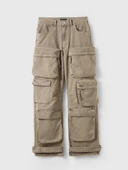 Brown Multi-Pocket Cargo Jeans